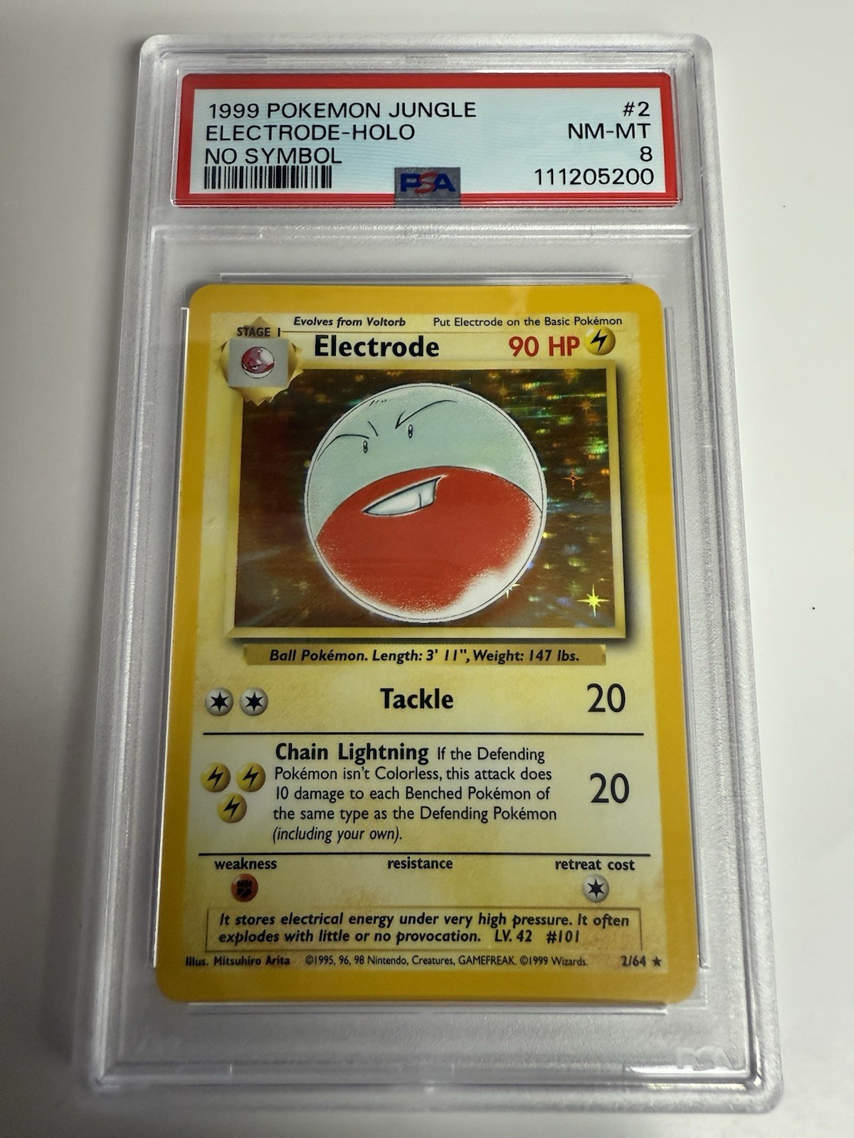 1999 POKEMON JUNGLE #2 ELECTRODE HOLO NO SYMBOL PSA 8 TRADING CARD GAME TCG