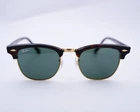 Ray-Ban Sunglasses RB3016 Clubmaster Classic Tortoise Frame Green Lens 49mm