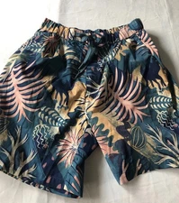 Snow Peak Printed Breathable Quick Dry Shorts Sz L Tropical Zip Pocket