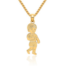 14K Solid Yellow Gold Little Boy Necklace