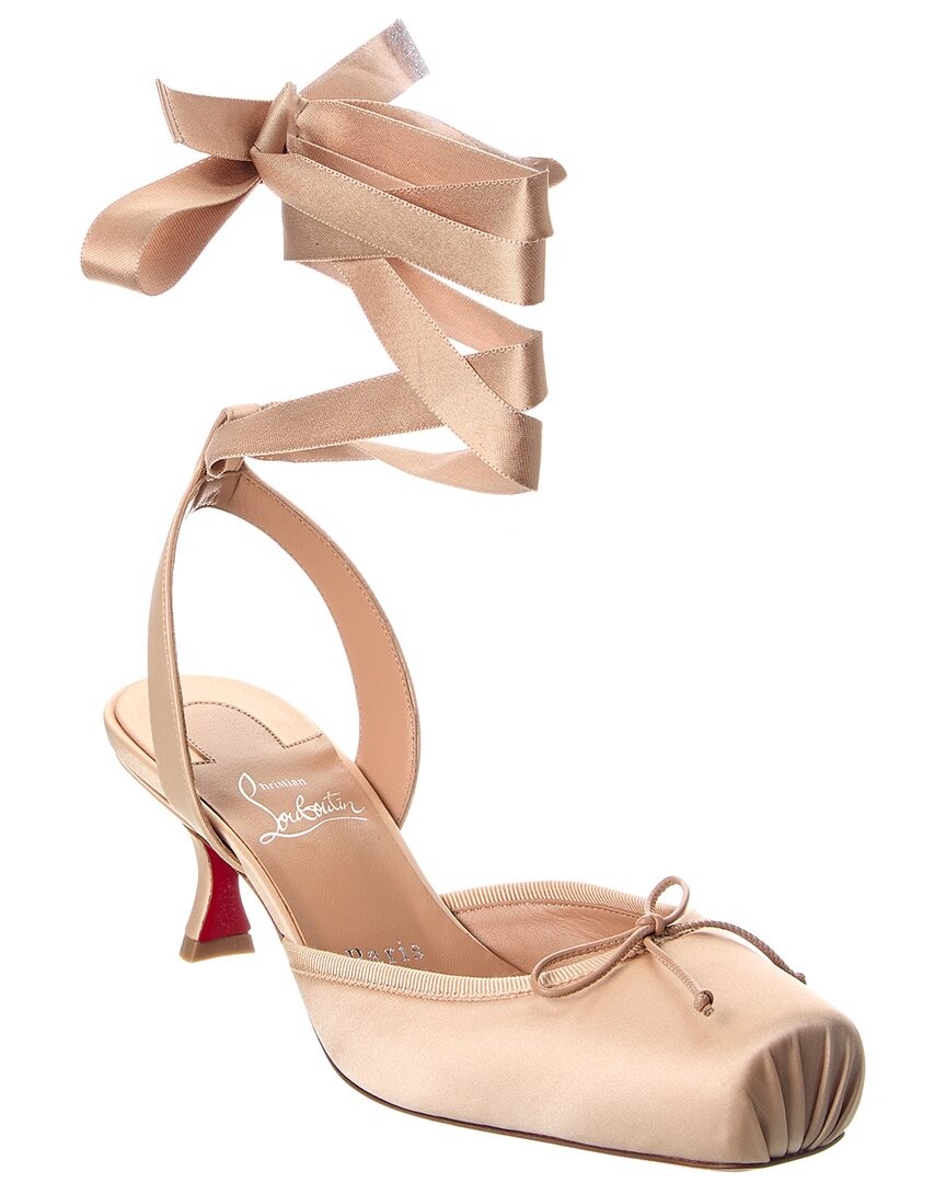 Christian Louboutin Cassia Lace-Up 55 Satin Slingback Pump Women's