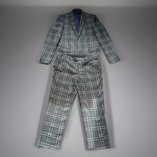 Men’s One Six 5ive Grey Check Skinny Fit 2-Piece Suit - Size 32R / 18.5" Chest