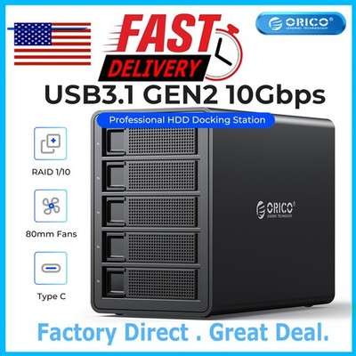 ORICO 5 Bay Hard Drive Enclosure USB C 3.1 to SATA 10Gbps For 2.5/3.5'' HDD SSDs