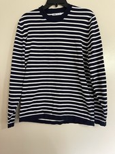 Zara Long Sleeve Blue  White Pullover Men  s Sweater Sz M