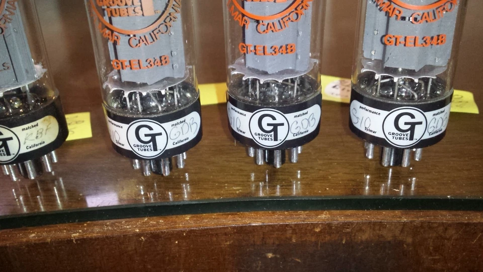 X4 tubos ranurados GT-EL34-B / EL34-LS Aka 6CA7 cuarteto emparejado techo redondo TV-7 Foto 3 de 4
