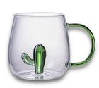3D Cactus Glass Mug / Cup 400ml - Present / Gift