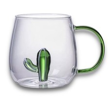 3D Cactus Glass Mug / Cup 400ml - Present / Gift