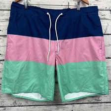 St John's Bay Men's Navy Pink Green Swim Trunks Shorts Size XXL NWT