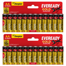 Eveready AA Alkaline Gold Batteries 24 Pack Long Lasting Power for Household Use 0.39 per battery