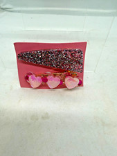 Handcrafted Resin Hair Clips Pink Heart Sparkles NWOT
