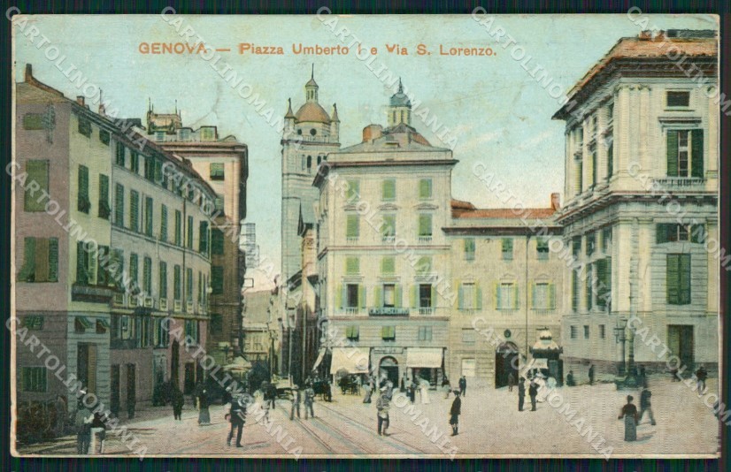 Genova Città Piazza Umberto I PIEGHINA cartolina QZ5461