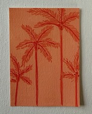 Mini peinture originale ACEO palmiers délicats ATC par Liz Benavides