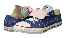 NWT Converse Girls Double Tongue All Star Chuck Taylor Sneakers Denim JUNIOR 13