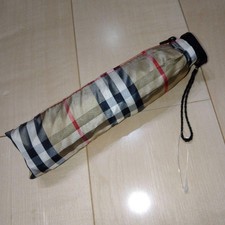 BURBERRY Nova Check Beige Folding Umbrella Carbon Fiber Frame Vintage Japan