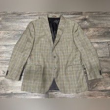 Peter Millar Men's Wool Windowpane Plaid Blazer Sport Coat Jacket Sz 46R