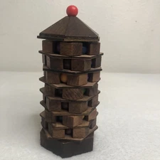 True Genius Chinese Pagoda Level 5 Wooden Brainteaser Puzzle 