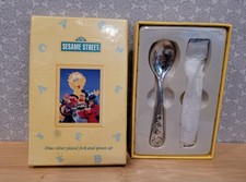 1998 Vintage Sesame Street Elmo Silver Plated Silverware Spoon  Fork Set
