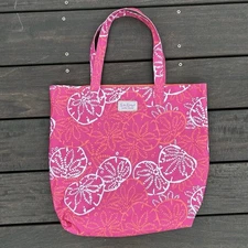 Pink/White Lily Pulitzer for Estēe Lauder Beach Shell Sand Dollar Tote Bag Purse