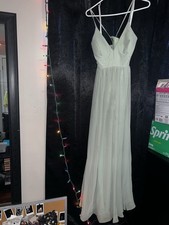 Azazie Aaida Dusty Sage Chiffon A-Line Corset Sleeveless Dress