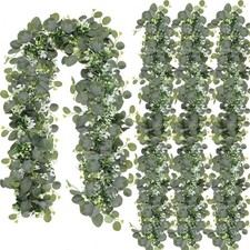 4 Pack Artificial Eucalyptus Leaf Garland, Faux Greenery Garland Decor 6 FT S...