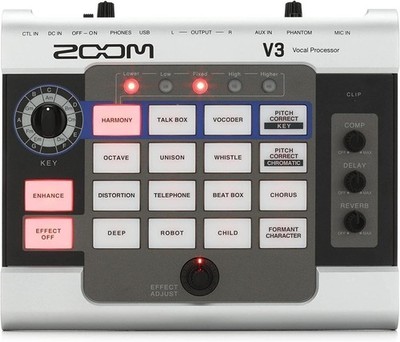 Zoom V3 Vocal Processor, Harmony, Pitch Correction, Reverb, Delay, 16 Studio...