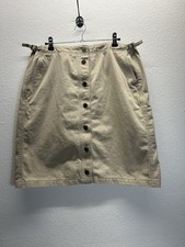 VTG Lauren Ralph Lauren Khaki Button Skirt Adjustable Waist Preppy College 12