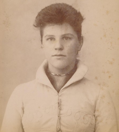 Carta armadio antica foto d'identità donna adolescente coslet Kissell Bangs West Unity Ohio - Foto 5 di 5