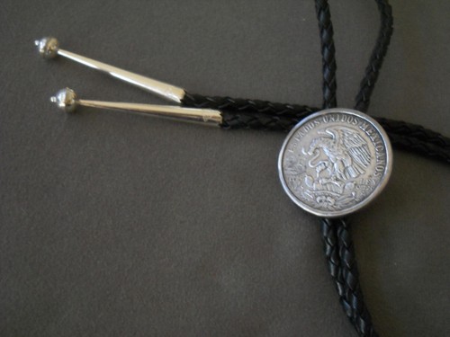 C DIAZ Southwest 1968 Olympics Mex 25 Pesos Silver Coin Sterling Silver Bolo Tie
