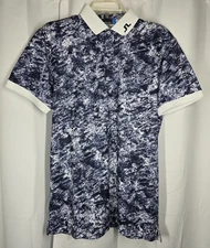 J Lindeberg Polo Shirt Men's M Tour Tech Ocean Camou Regular Fit Performance