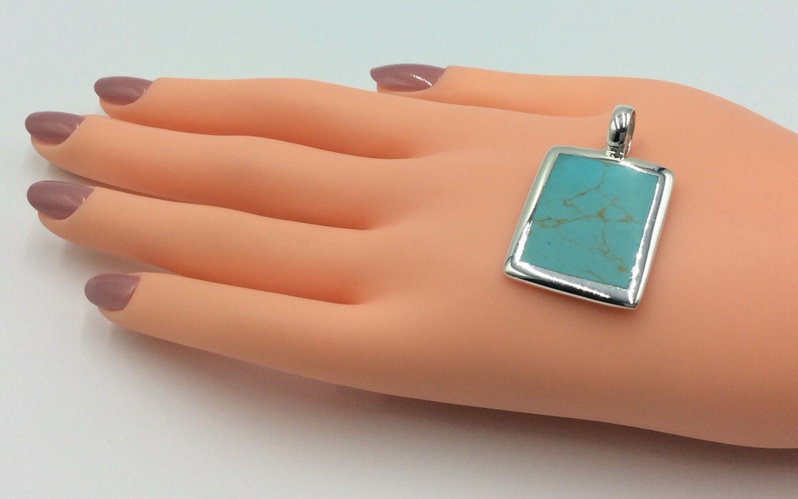 STUNNING STERLING SILVER 925 RECTANGULAR TURQUOIS… - image 5