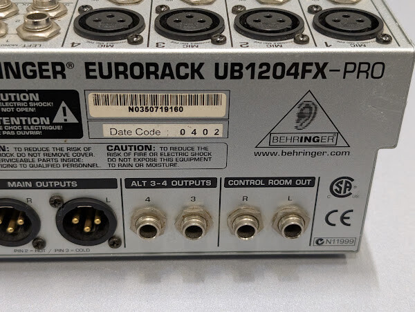 Behringer Eurorack Ub1204fx-pro 12 Channel Mixer for sale Behringer Eurorack Ub1204fx-pro 12 Channel Mixer for sale