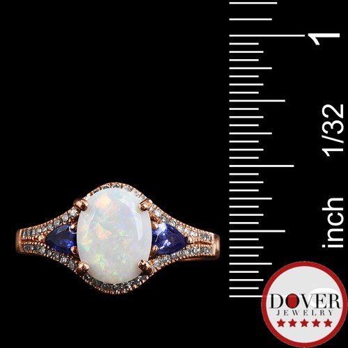Lali Diamond 1.27ct White Opal Tanzanite 14K Rose Gold Pave Split Band Ring NR - Picture 4 of 5
