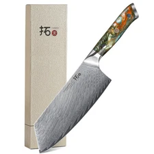 TURWHO 7.5inch Cleaver Japanese VG10 Damascus Steel Kitchen Cooking Chef Knife
