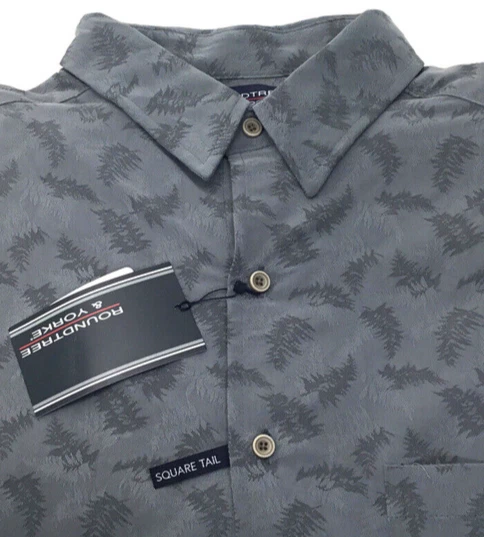 ROUNDTREE & YORKE Short Sleeve Floral Shirt, Modal/Polyester, DK Granite [XL]
