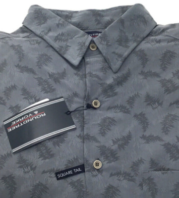 ROUNDTREE & YORKE SS Floral Shirt, Modal/Polyester, DK Granite [L]