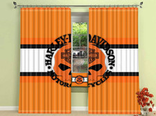 Big Skull and Legendary Motorcycles Harley Davidson Printed Window Curtains