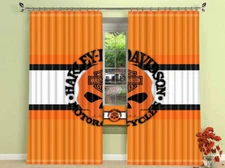 Big Skull and Legendary Motorcycles Harley Davidson Printed Window Curtains