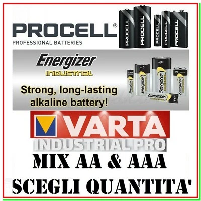 ENERGIZER & PROCELL batteria aa aaa mix pila stilo ministilo procell energizer industrial alcaline