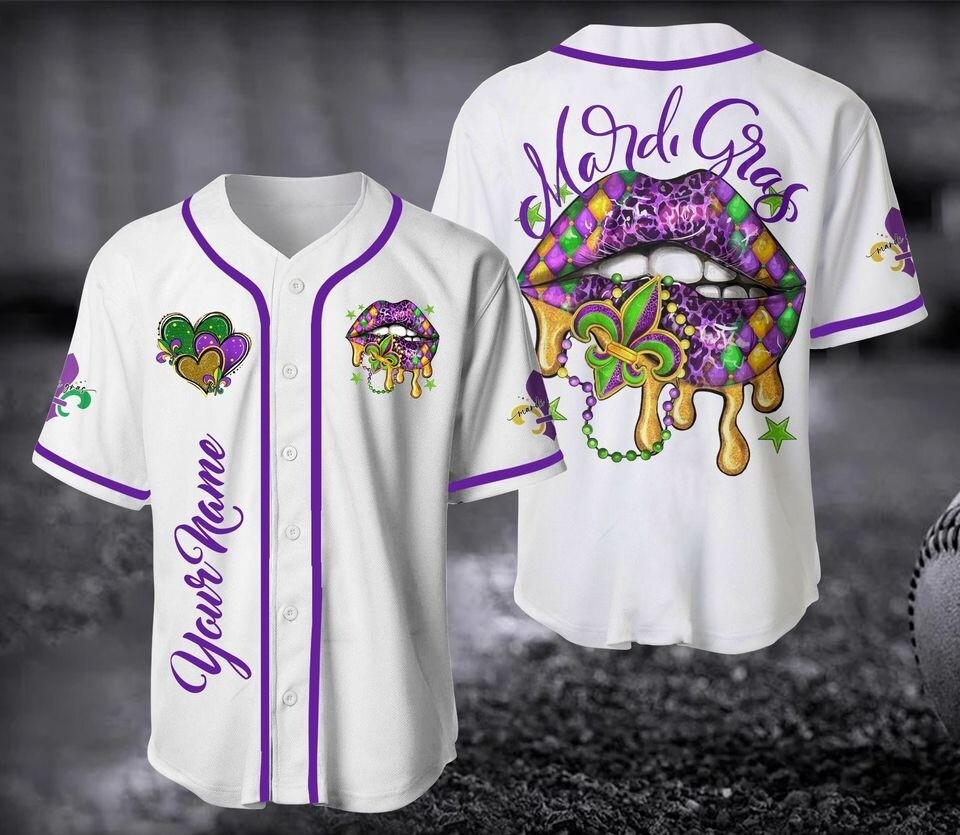 Mardi Gras Baseball Jersey, Personalized Mardi Gras Baseball