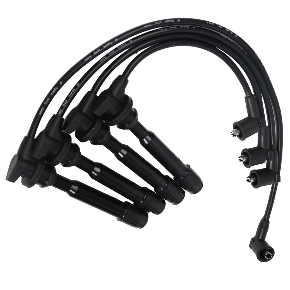 4 Spark Plug +4 Ignition Wire For Hyundai Elantra Tiburon Kia Spectra Soul L4 2L Foto 3 de 4
