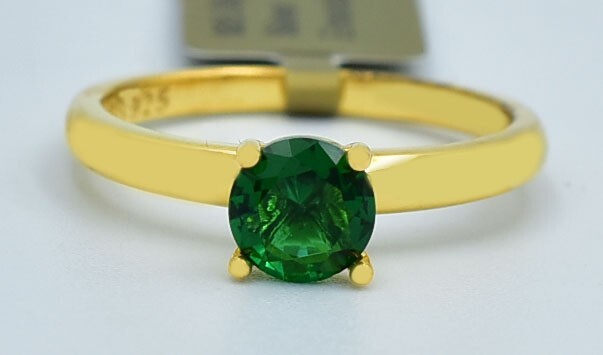 LAB CREATED 0.93 Cts EMERALD SOLITAIRE RING .925 Sterling Silver *Made in USA