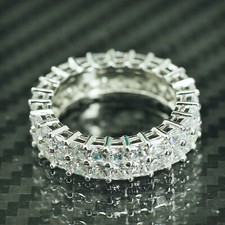 Size 6, vintage sterling silver 925 stackable band ring with cluster cz