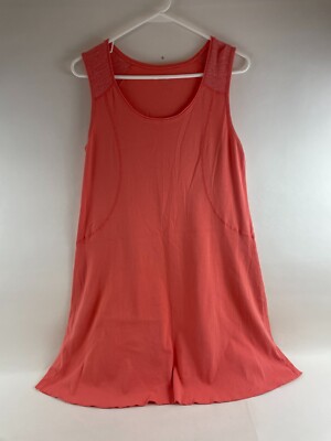 Three Dots Shorts Dress Women's Size L Salmon Solid Color Sleeveless Round Neck