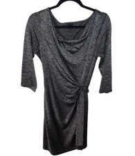 Ann Taylor Wrap Dress Womens Sz M Cowl Neck Stretch Gray tie belt casual career