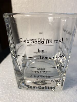 GIN Kikkerland Cocktail Glass For Lowballs Embossed W/4 Recipes 1 On Each Side