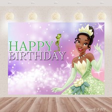 Princess Tiana Frog Backdrop Happy Birthday Photo Background Banner Party
