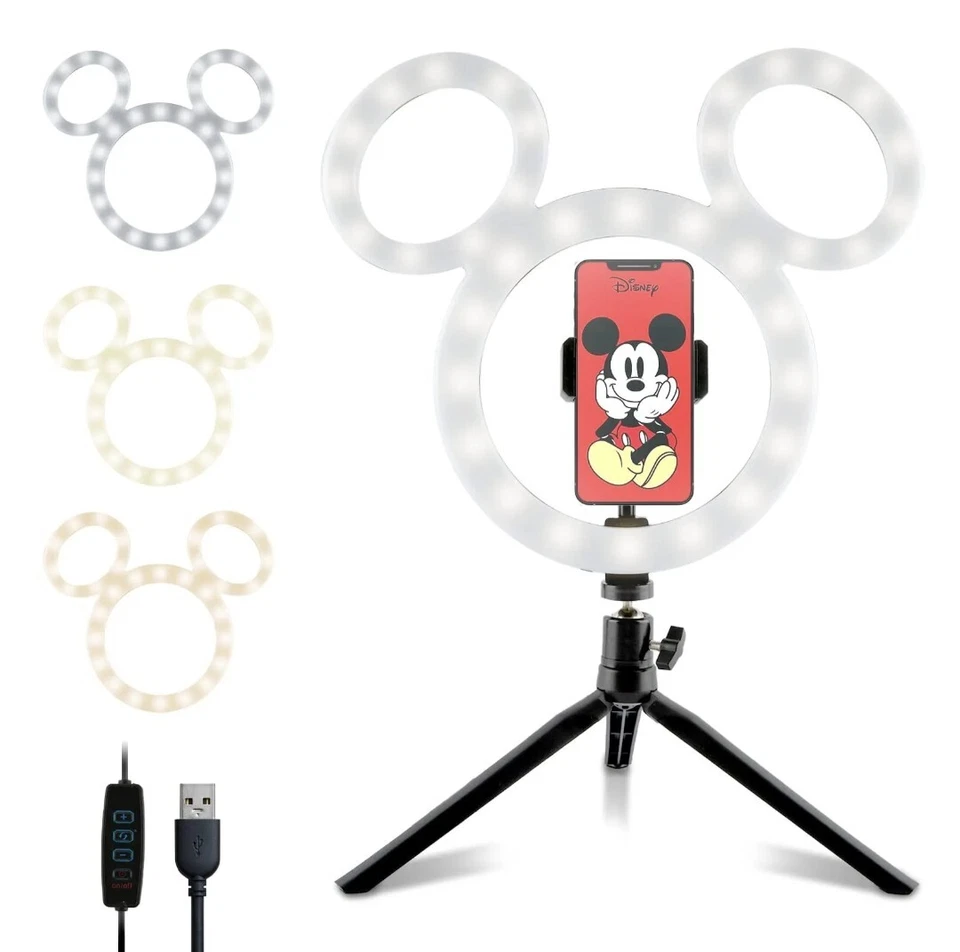 Pack Of 2!! Disney Mickey Mouse 12 In LED Ring Light Tripod Phone Holder Selfie - Image 2 of 4