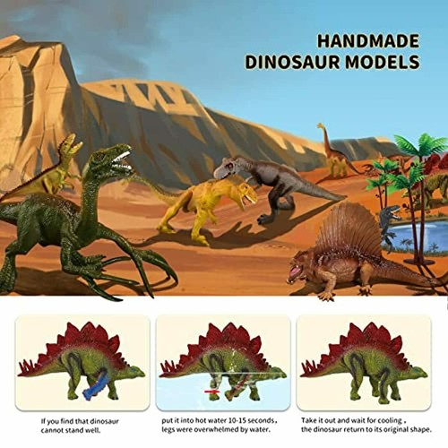 TEMI Dinosaur Toy w/ Activity Play Mat & Trees, Educational Realistic Dinosaur F - Picture 5 of 6