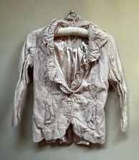 CAbi 400 Womens Blush Pink Petal Scalloped Blazer Jacket 3/4 Sleeve Size 6