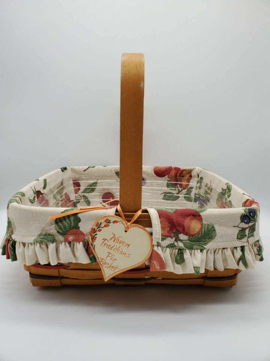 1994 Longaberger Woven Traditions Pie Basket w/Fruit Design Liner  display picture 1